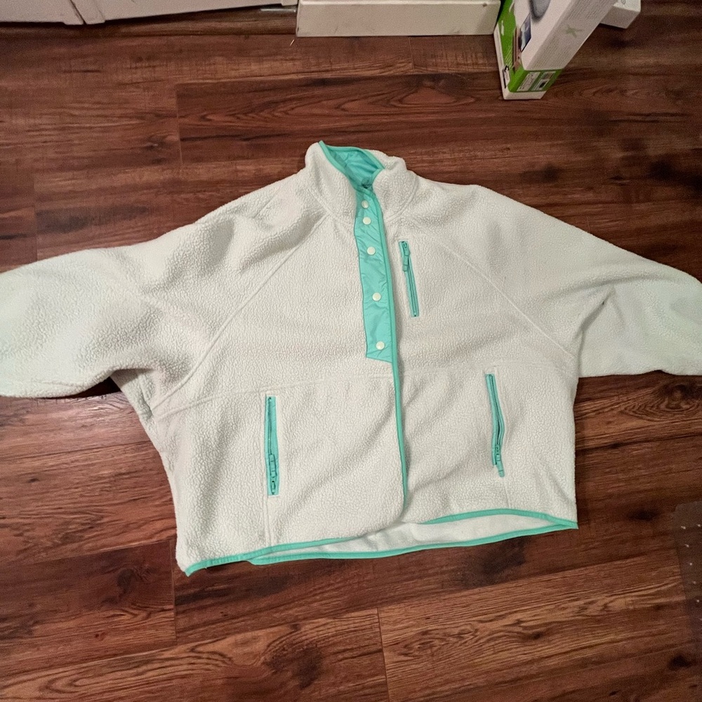 White and Mint Green Fleece Jacket